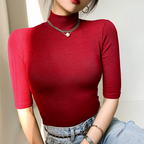Women’s Elayne Textured Ribbed Mock Neck Top