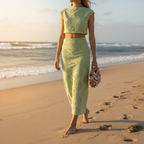 Georgina Hollow Cut Two Piece Skirt Set
