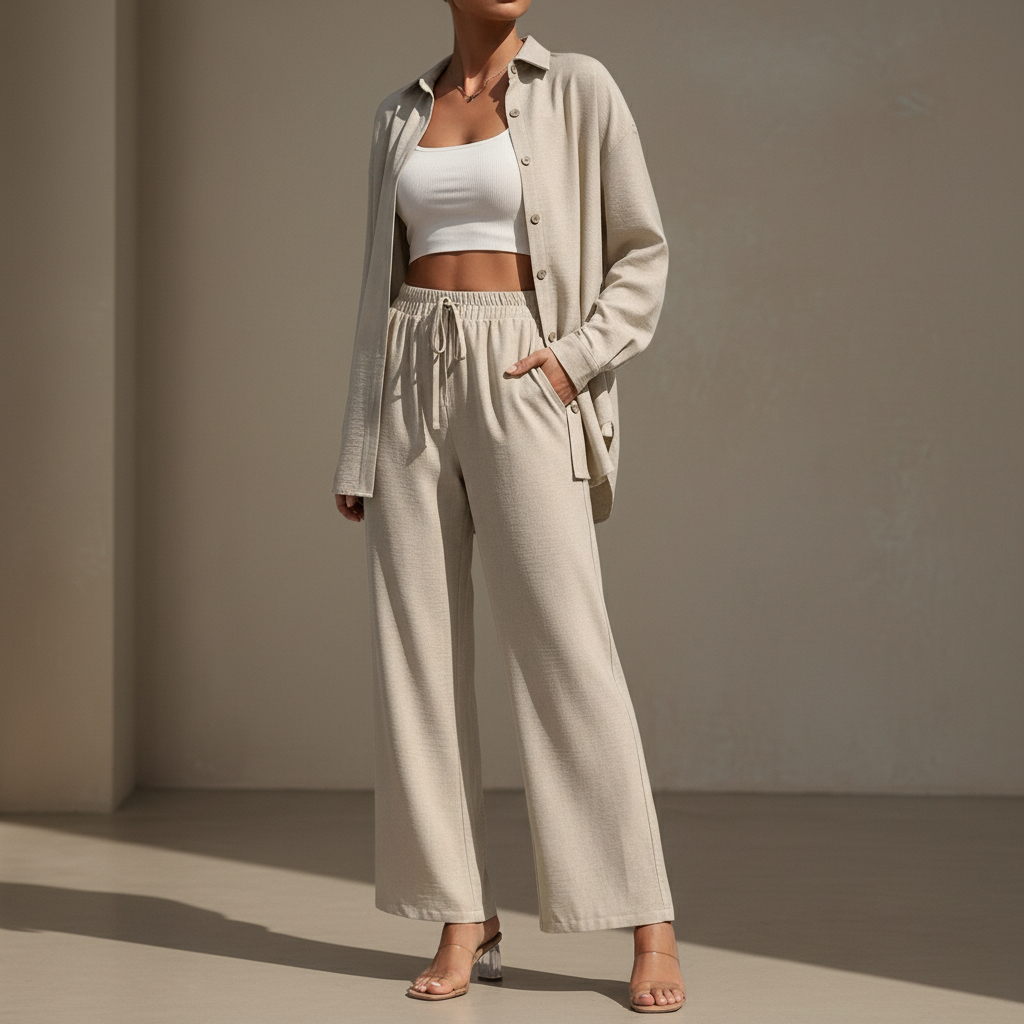Elodie-Mae Two Piece Linen-Style Trouser Set