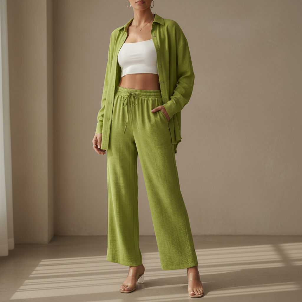 Elodie-Mae Two Piece Linen-Style Trouser Set
