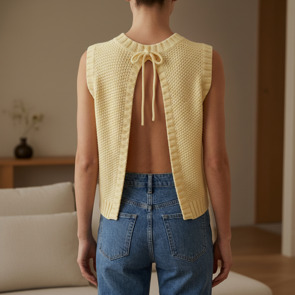 Edora Hollow Out Cable Knit Vest